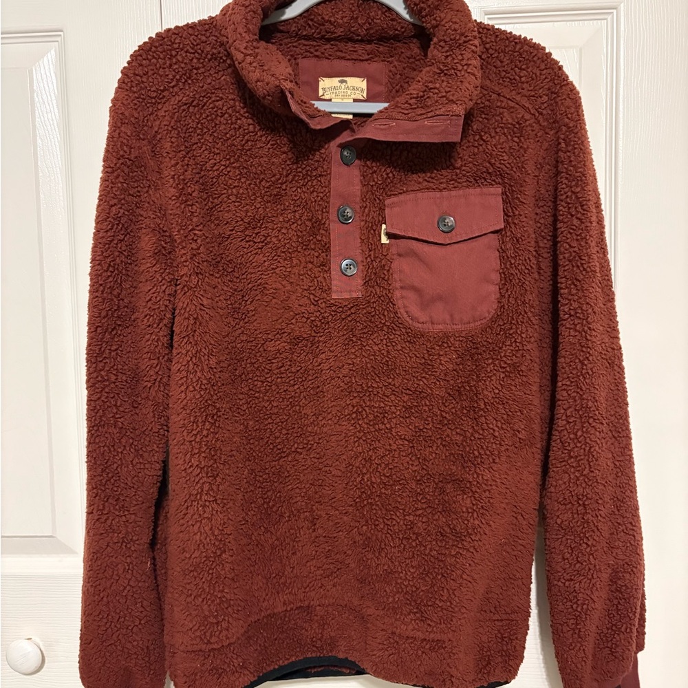 Men's Burgundy Sherpa Sweater